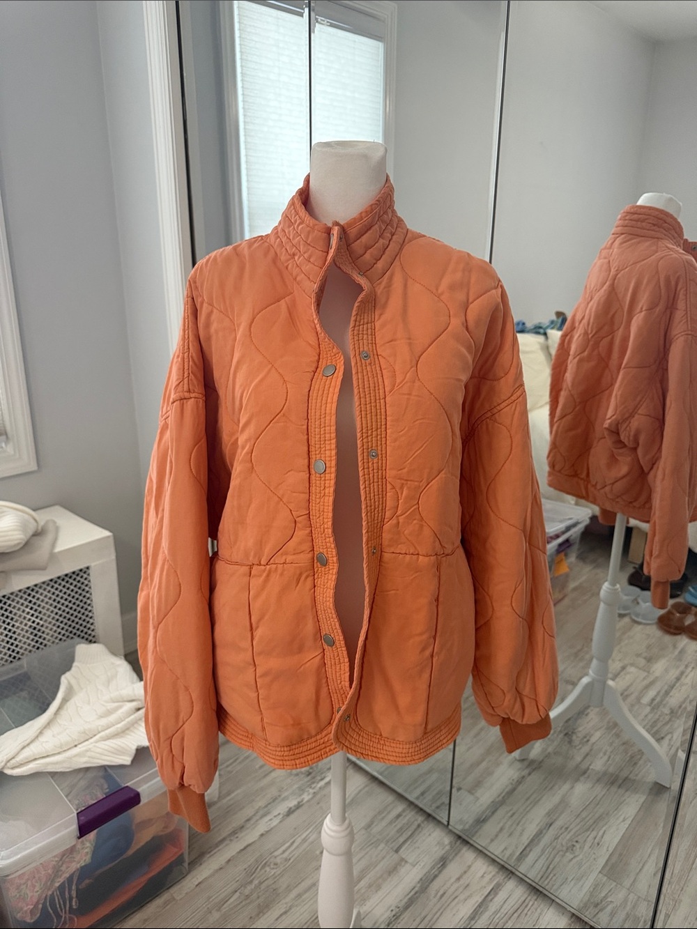 Orange Quilted Women's Jacket - Lightweight Puffer Style